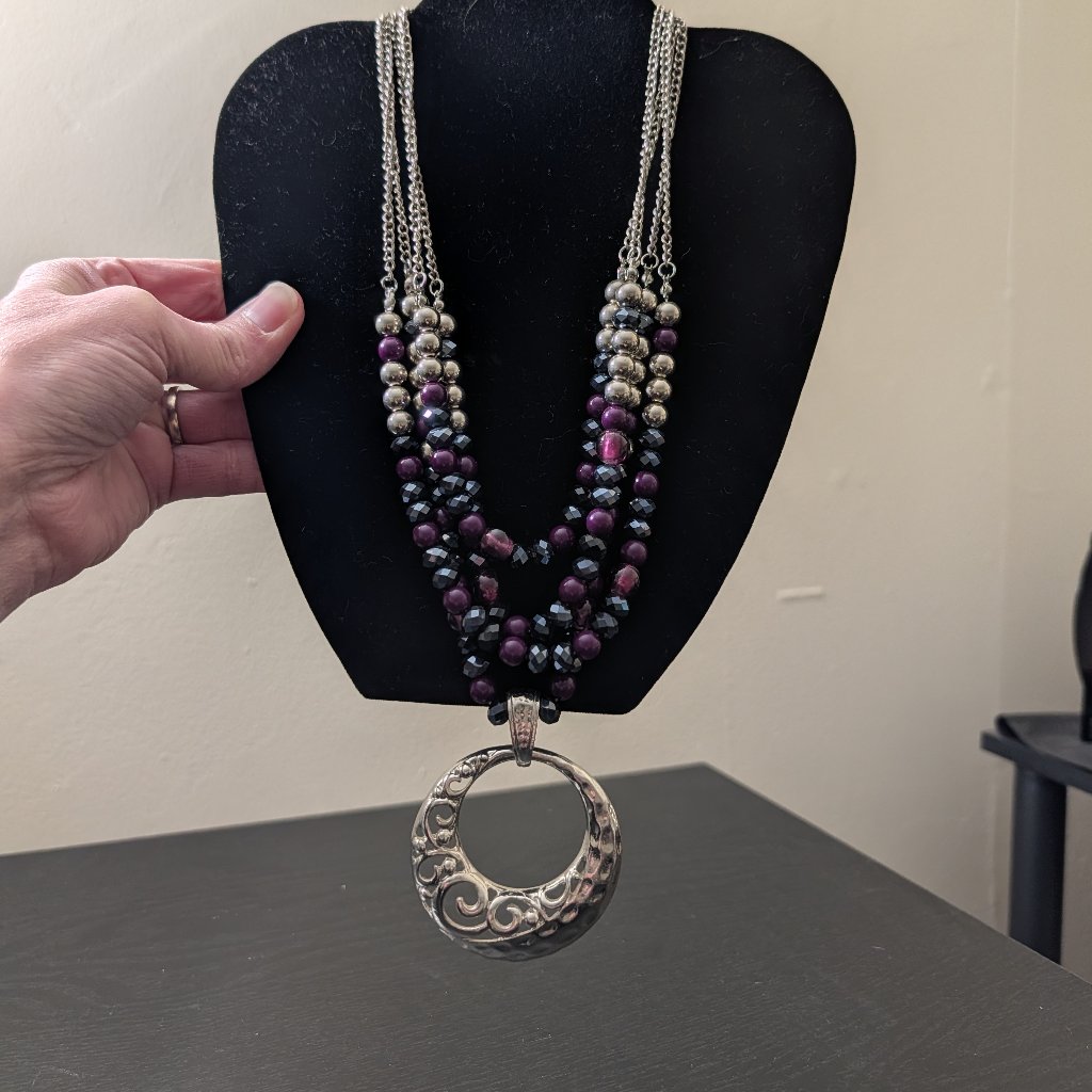 Jules B Purple & Silver Beaded Necklace